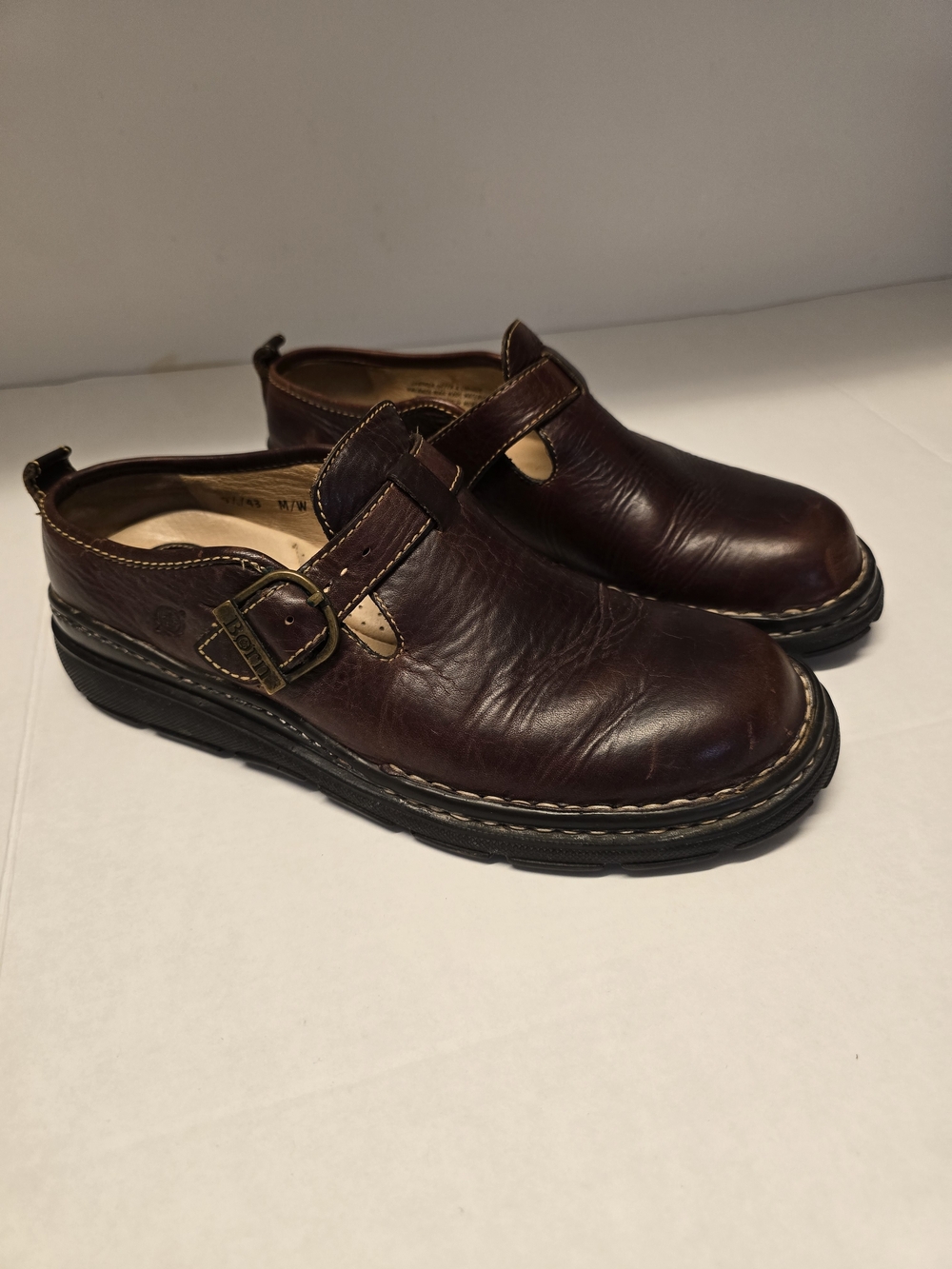 Born Men's Dark Brown Leather Buckle Slip-On Loafers